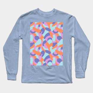 Colorful abstract swirls pattern in blue, teal, lavender and orange Long Sleeve T-Shirt